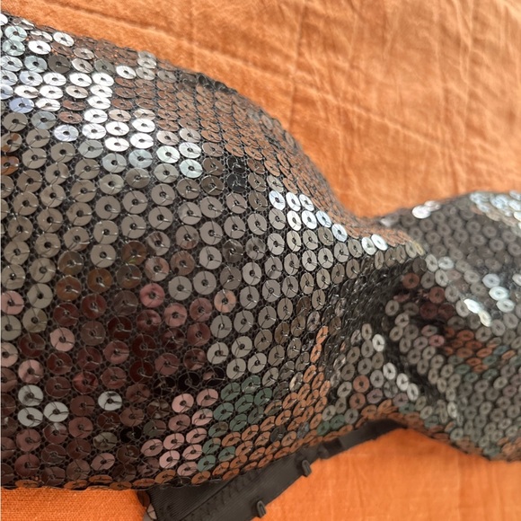 NWOT Black Sequin Bandeau Bra - Picture 3 of 8